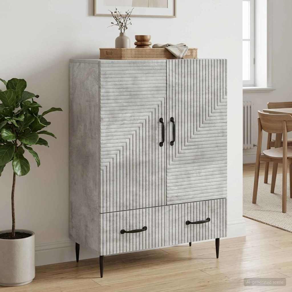 Sideboard Concrete Grey 66 x 34.5 x 95 cm Engineered Wood