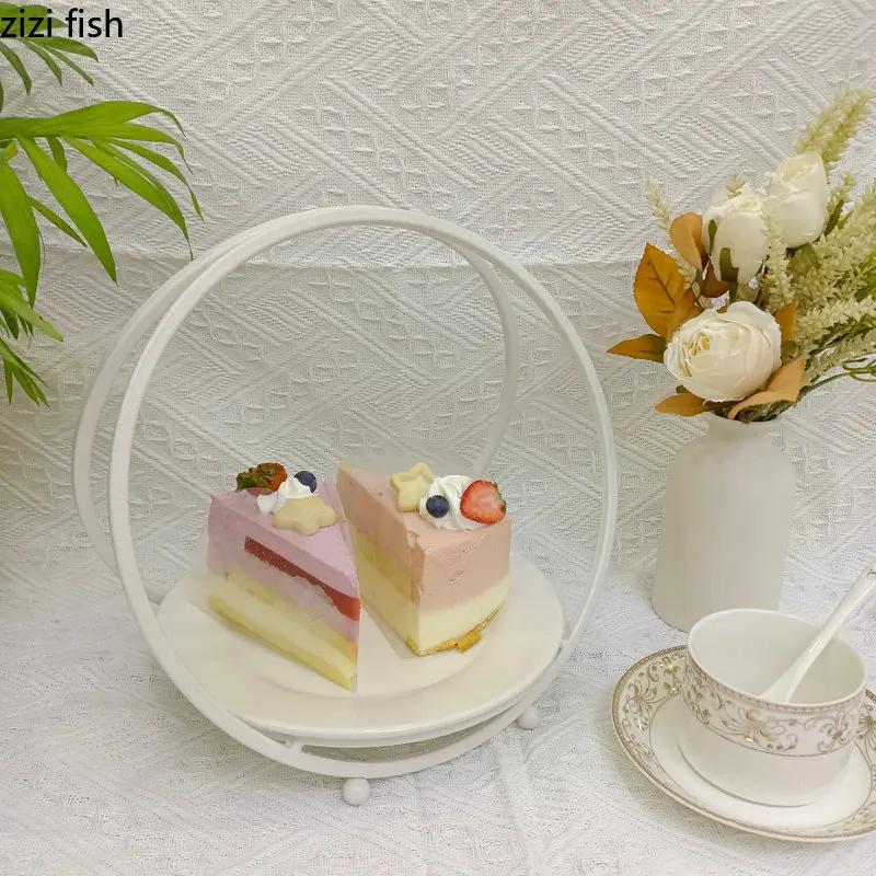 Iron Ceramic Cake Pan Cake Stand Fruit Basket Dessert Plate Fruit Plate Display Stand Sushi Plate Snack Tray Refreshment Tray