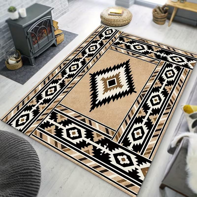 

Vintage Rustic Colorful Geometric Print Area Rug Boho Soft Non-Slip Floor Carpet for Living Room Bedroom Office Home Decor 40x60cm