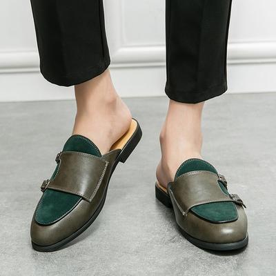 Fashion 2024 Leather Breathable Half Slipper Men Fashion Men's Flats Shoes Male Outdoor Mens Slip On Shoes Male Comfortable Walking Shoe