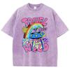 Damen Baumwolle Gewaschene T-Shirts Mode Locker O-Ausschnitt T-Shirts Die Ankunft von Aliens Druck Kurzarm Sommer Damenbekleidung