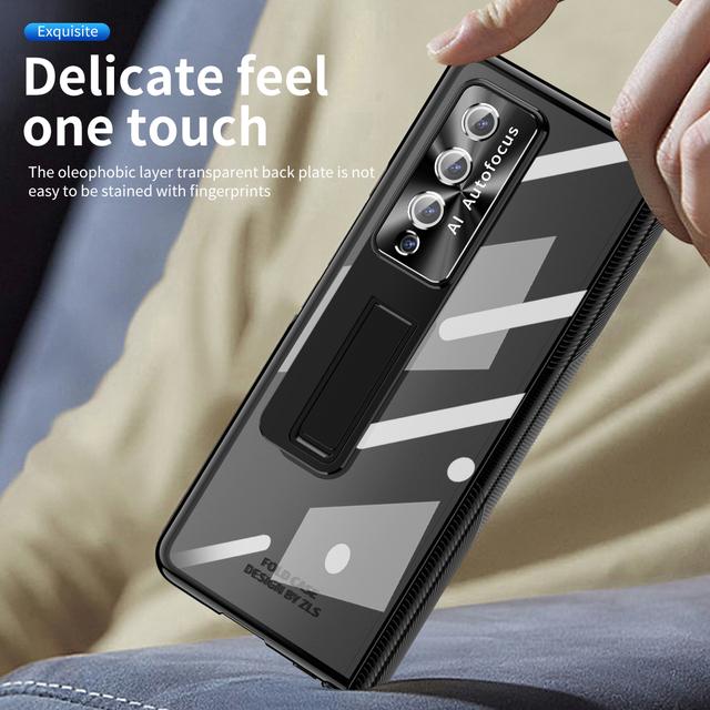 Luxury Tempered Glass Protector Cover Case For Samsung Galaxy Z Fold 4 5g Fold4 Fold3 Fold 3 Shockproof Kickstand Cases