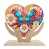 Wooden Flower Diamond Painting Tabletop Ornaments Kit Butterfly 5D DIY Diamond Art Tabletop Decorations for Home Office Decor