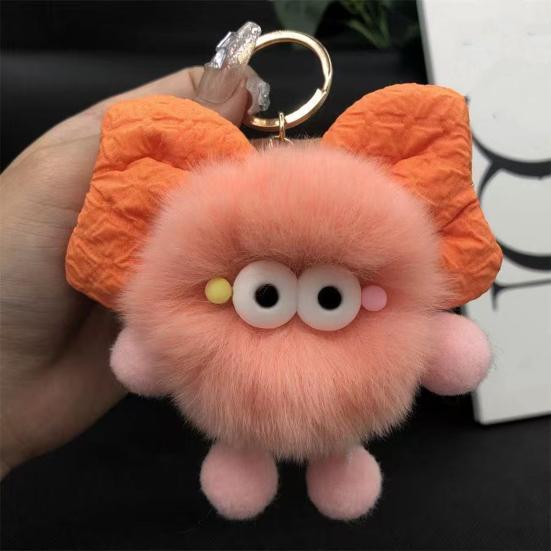 Keychain Plush Fur Bow Soft Imitation Fur Car Keychain Bags Backpacks Handbags Decorative Accessory