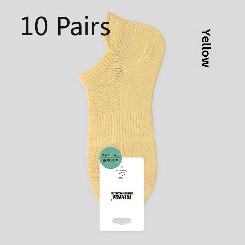 10 Pairs Women's Summer Socks Breathable Anti-ball Mesh Women's Boat Socks Short Socks Boneless Cotton Socks