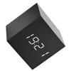 Wooden Digital Alarm Clock with Temperature LED Display and Voice Control for Home and Office (Black Wood + White Light)