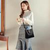Small Elegant Solid Color Bucket Bag with Adjustable Shoulder Strap Versatile Crossbody Handbag for Women Lightweight with Zipper Closure