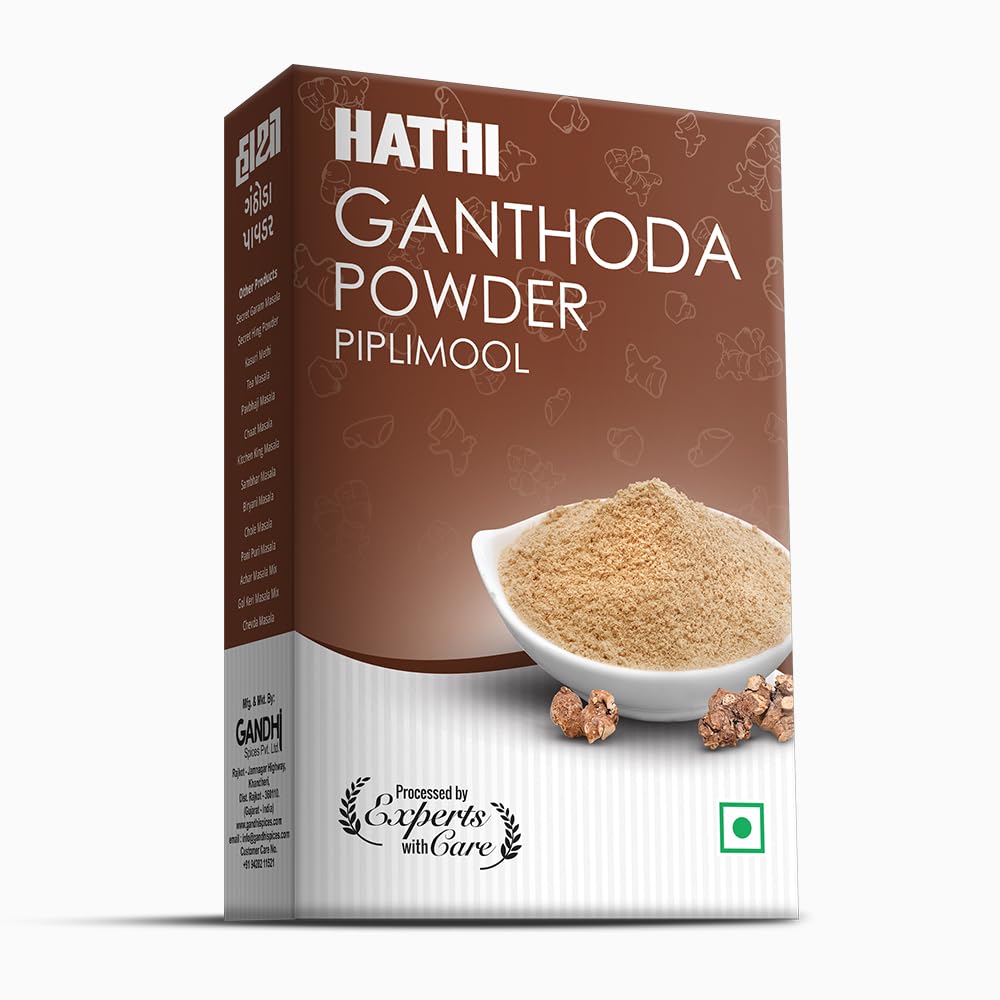 Hathi Masala Ganthoda Powder, Pipramul Powder for Digestive Health and Traditional Indian Remedies/Aromatic and Flavourful, 100g