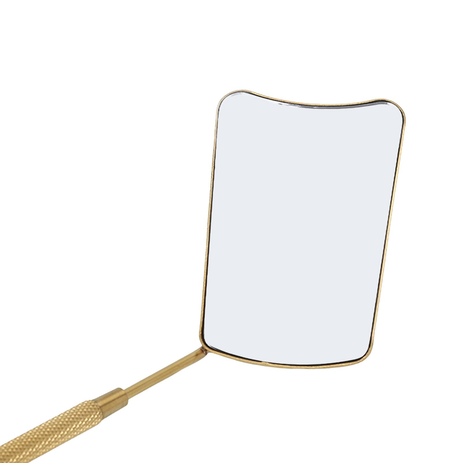 

Fanshaped Eyelash Extension Mirror HD Contracted Fashion Stainless Steel Eyelash Mirror with Knurled Handle for Woman
