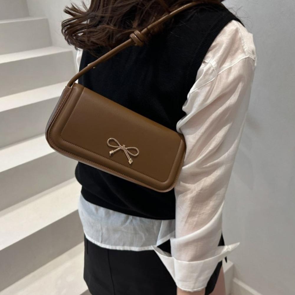 Solid Color Bow Crossbody Bag Korean Armpit Bag Fashion Underarm Bag  Handbags