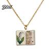 Stylish Women Necklace Birth Flower Necklace Floral Book Pendant January