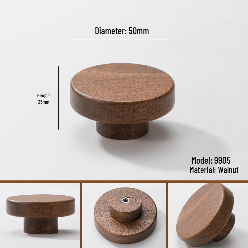 Japanese Minimalist Walnut Handle Solid Wood Cabinet and Wardrobe Drawer Handle