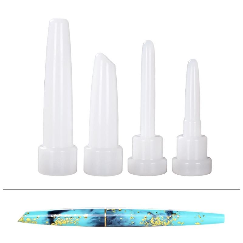 4pcs DIY Pen Mold Epoxy Resin Molds Transparent Pen Silicone Mould Dried Flower Resin Decorative Craft Jewelry Mould