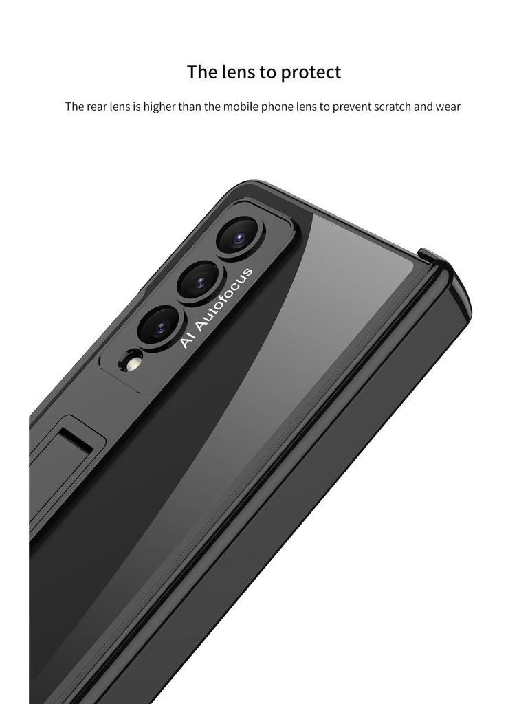 Samsung Z Fold 4 Transparent Magnetic Stand Case with Electroplated Phantom Design