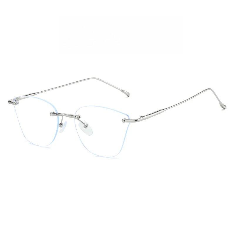 

Новые Металлические Модные Безободковые Очки с Обрезанным Краем для Близоруких Ультралегкие Удобные Универсальные Очки с Защитой от Синего Света от 0 до -4.0 0