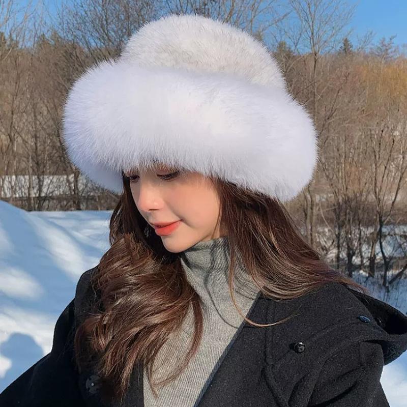 Mink Hair Hat Warm Korean Version Trendy Fashion Autumn and Winter Mink Braided with Fox Fur Fur Hat Women