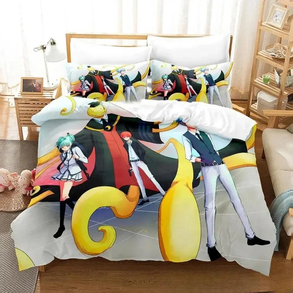 3D Assassination Classroom Koro-sensei Bedding Set Printed With Pillowcase Bed Duvet Cover Soft Single Double Queen King Size