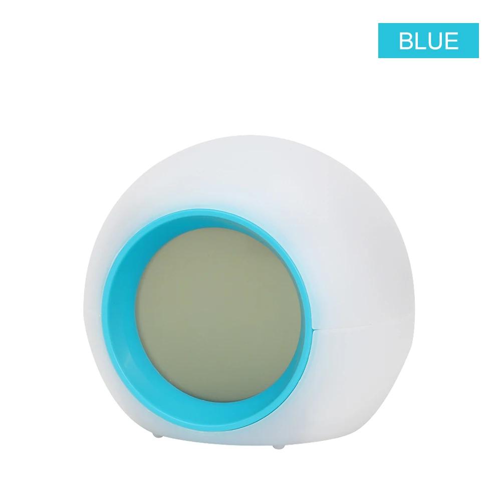 Creative 7 Colorful Round LED Light Alarm Clocks Time Date Display Temperature Detection Multi Functional Circular Alarm Clock