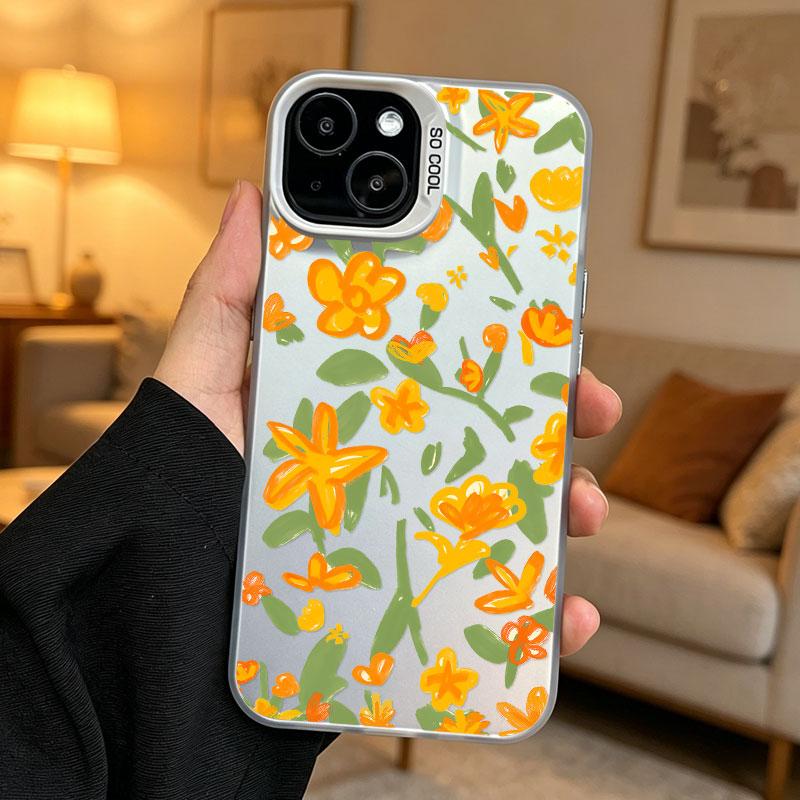 Fashion Colored Flower Laser Phone Case For iPhone 17 16 Pro Max 15 14 Pro Max Plus 13 Mini 12 11 Pro Max Shockproof Cute Covers