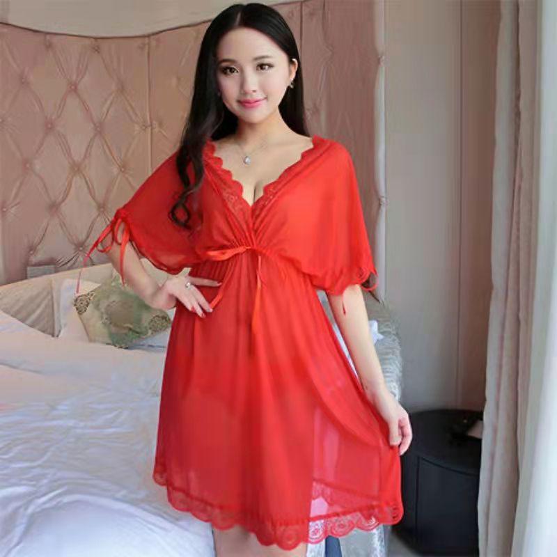 Plus Size Erotic Lace Pajamas: Sheer Two-Piece Nightdress Set