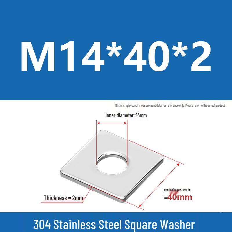304 Stainless Steel Thickened Square Washer for Curtain Wall (M4-M16)