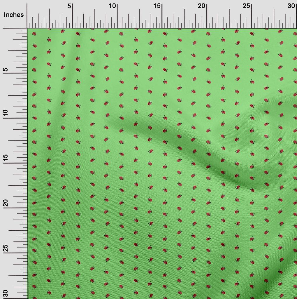 oneOone Cotton Poplin Light Green Fabric Bird Ladybird  Sewing Craft Projects Fabric Prints By Yard 42 Inch