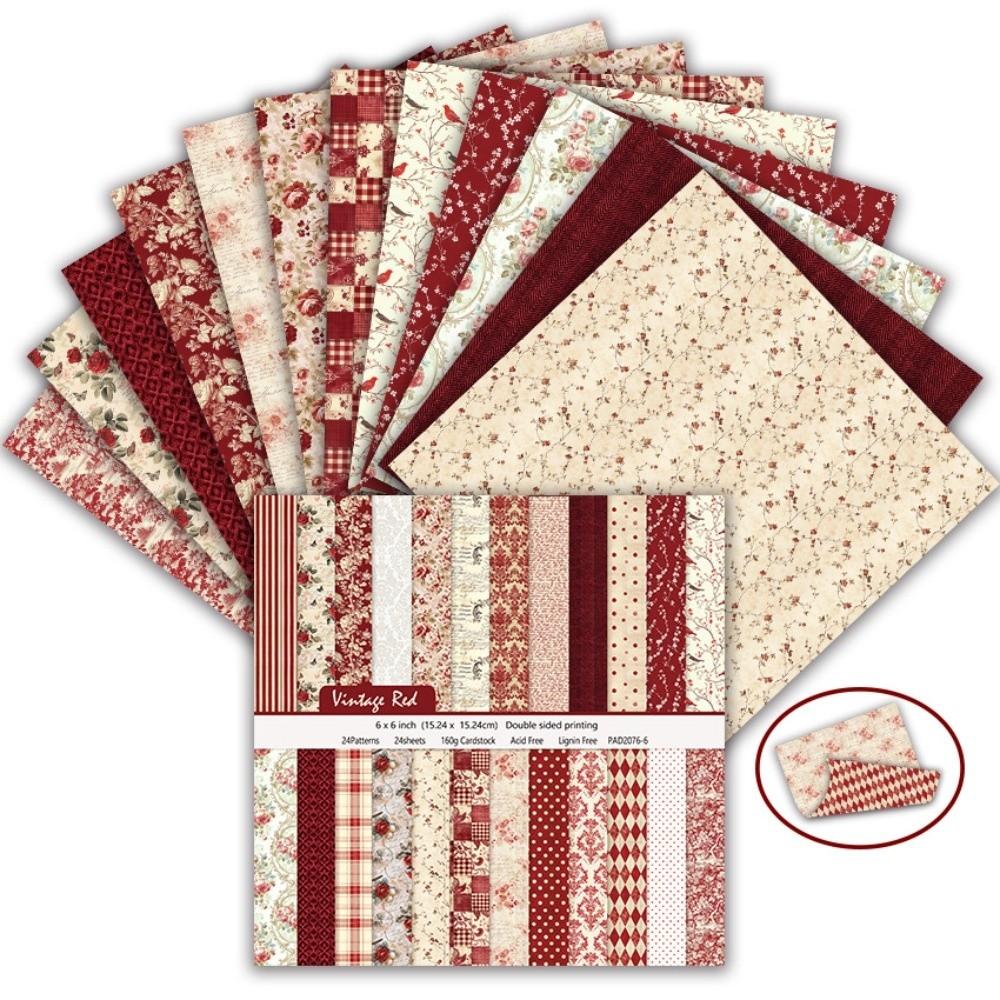 24 Blatt Blumendruck Scrapbook-Papier 6 Zoll Hintergrundpapier Dekoratives Papier Bastelbedarf DIY