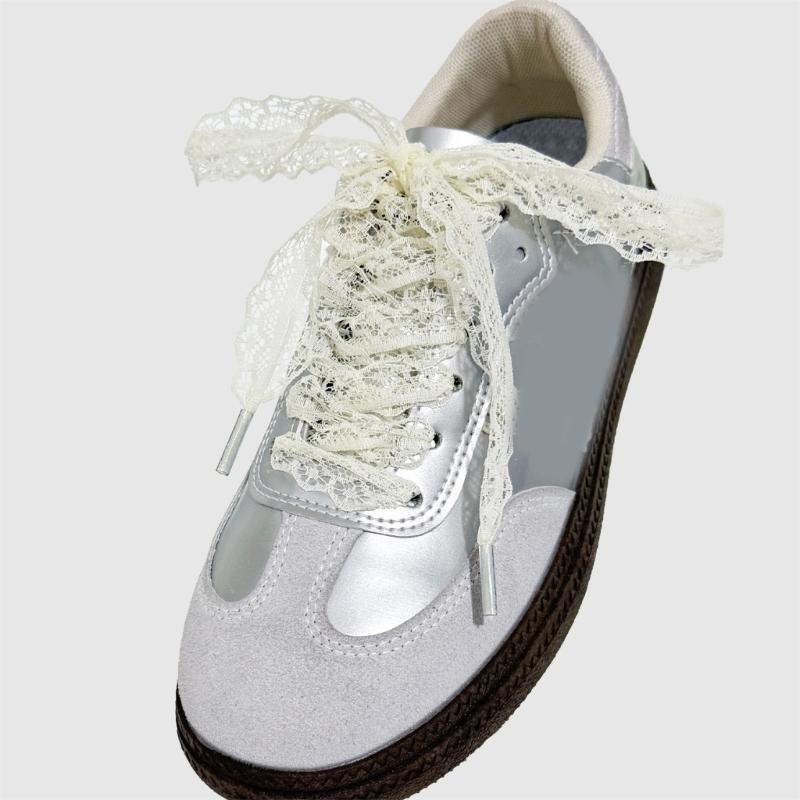 1 Paar Elegante Spitzen-Schnürsenkel für Damen und Mädchen Freizeitschuhe Sneaker 3 cm Breit Flache Schnürsenkel Ersatz