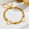 Stainless Steel Gold-Plated Double-Layer Heart Bracelet French Retro White Mother of Pearl Minimalist Luxury Jewelry