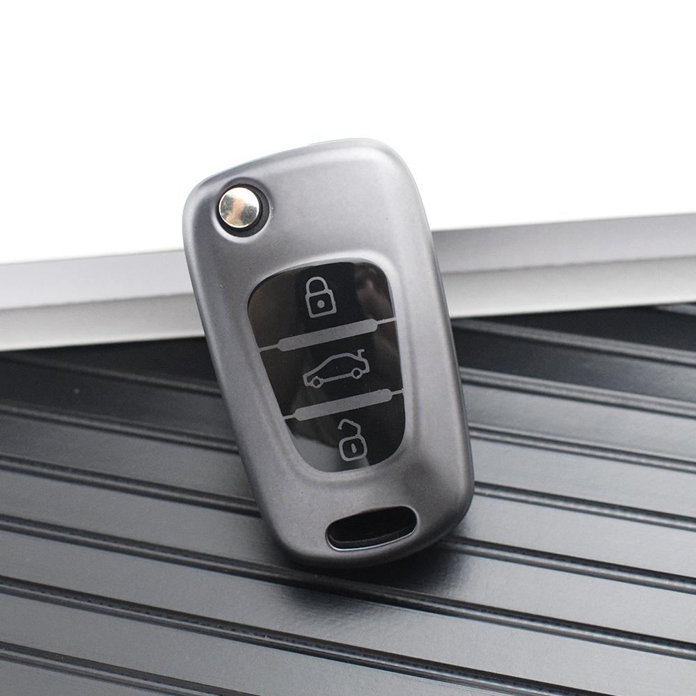 

Чехол из ТПУ цвета оружейного металла для ключа-брелока автомобиля Hyundai I20 I30 Elantra Azera Veracruz Veloster Kia Rio K7 K5 Sportage Sorento серый