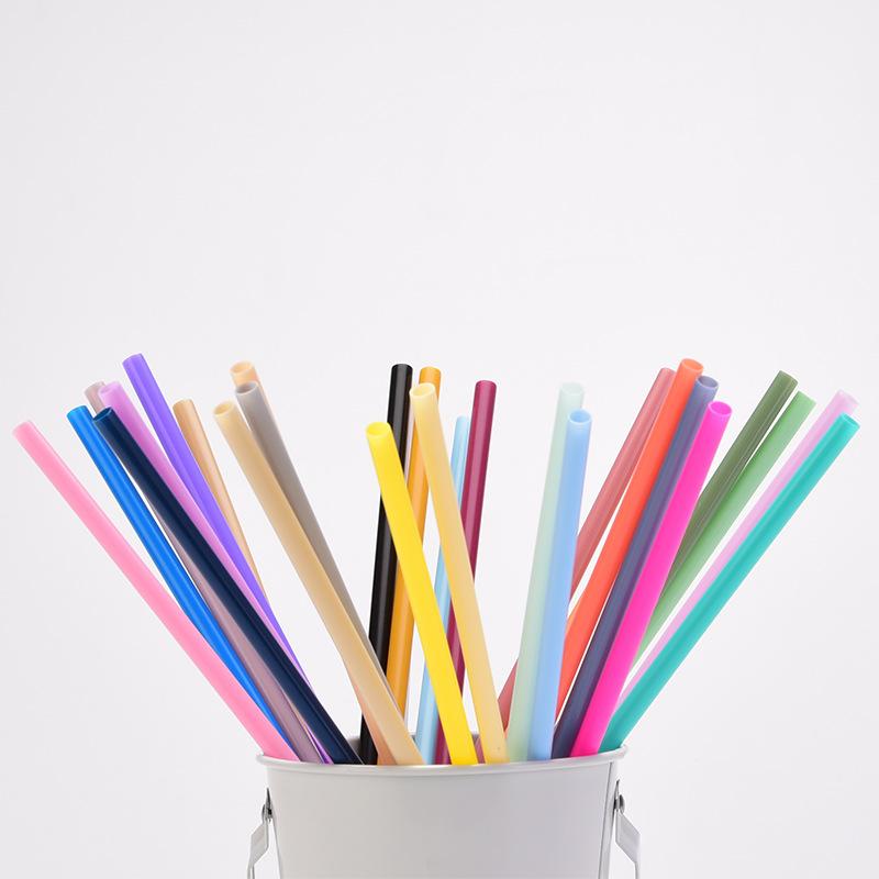 7Mm Aperture Straw 37 Color Solid Color Plastic Cup Accessories Pp Straw Non-Disposable Straw With Ring