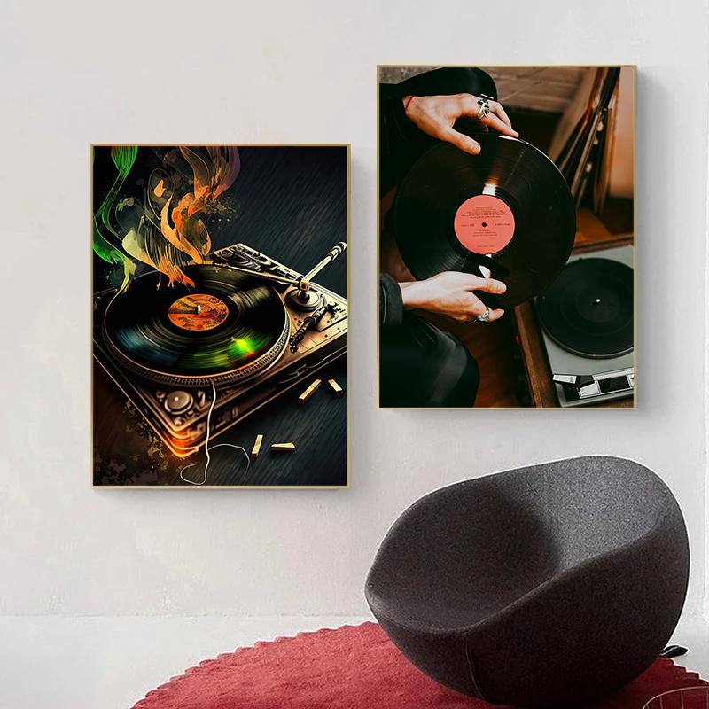 Mittelalterlich Retro Realistische Textur Schallplattenspieler Kassette Kunst Poster Leinwanddruck Wohnzimmer Schlafzimmer Heimdekoration