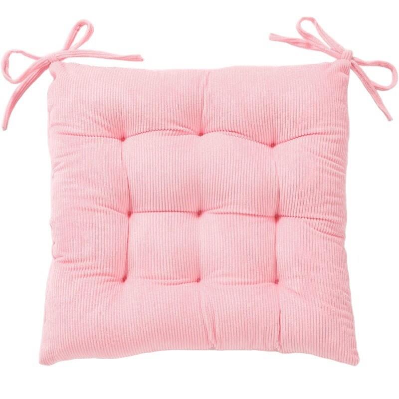 Corduroy Chair Cushion With Strap Solid Color Office Chair Cushion Soft Comfortable Butt Cushion Living Room Sofa Floor Cushion