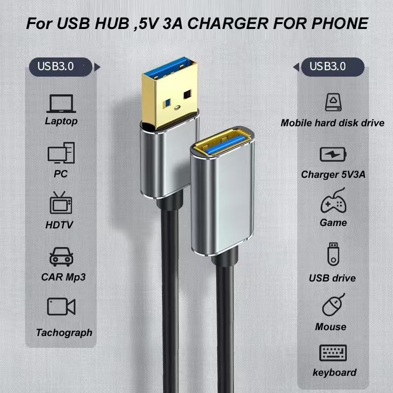 Cablu de prelungire USB masculin și feminin Cablu de încărcare mobil USB 3.0 potrivit pentru laptopuri inteligente, televizoare, Ps4 și cabluri de prelungire USB