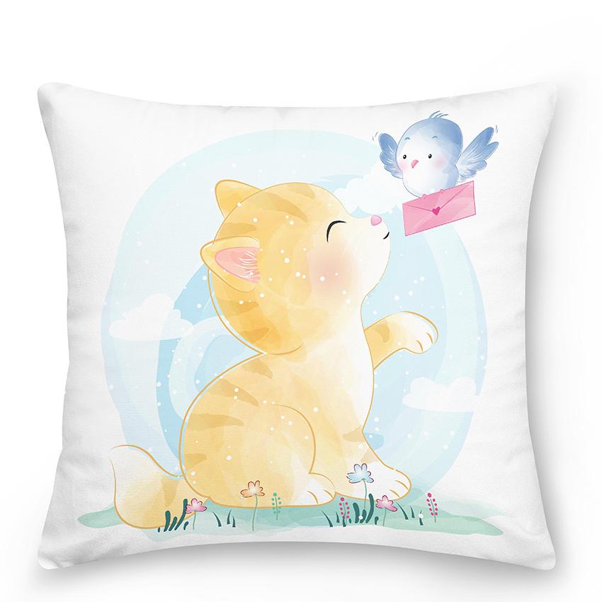 Bedroom Living Room Sofa Pillowcase Cute Panda Animal Print  Cartoon Cushion Cover Blue Home