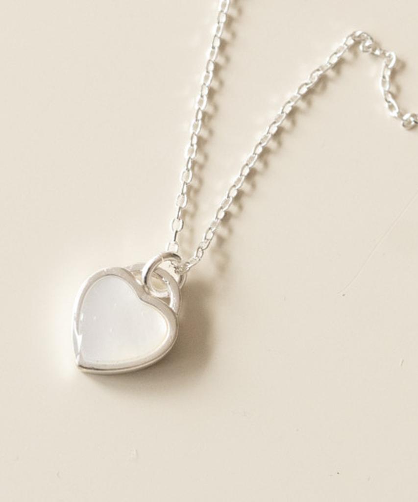 Alleun Silver 925 Epoch Heart Cubic Silver Necklace Bold