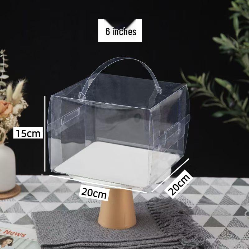 Průhledná ruční krabička na dort, 4 palce, Malé velikosti 2-5 palců, Vysoký design, Trendy pekařské balení