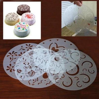 Cucina Preparazione Forniture per Pasticceria Creative Fai da Te 4 Stili Stencil Spray Fiore Cuore Alta Qualità Decorazione Stampo Torta di Compleanno