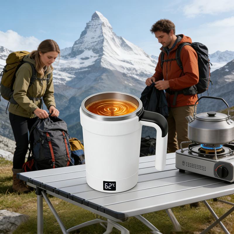 Auto-Stir Cup with Smart Thermometer | Magnetic & Leak-Proof nero