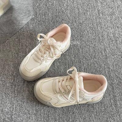 Kleine witte schoenen met dikke zool dames lente mesh ademend veelzijdig casual sportieve boardschoenen