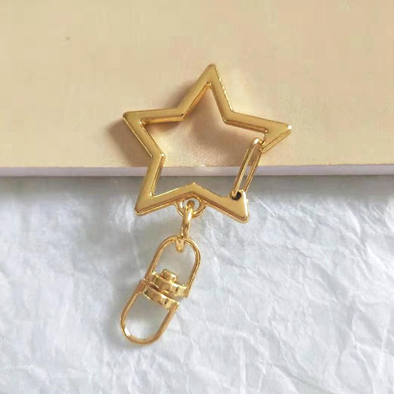 10pcs Star Pentagram Hollow Key Chain Key Ring DIY Accessories Lobster Clasp
