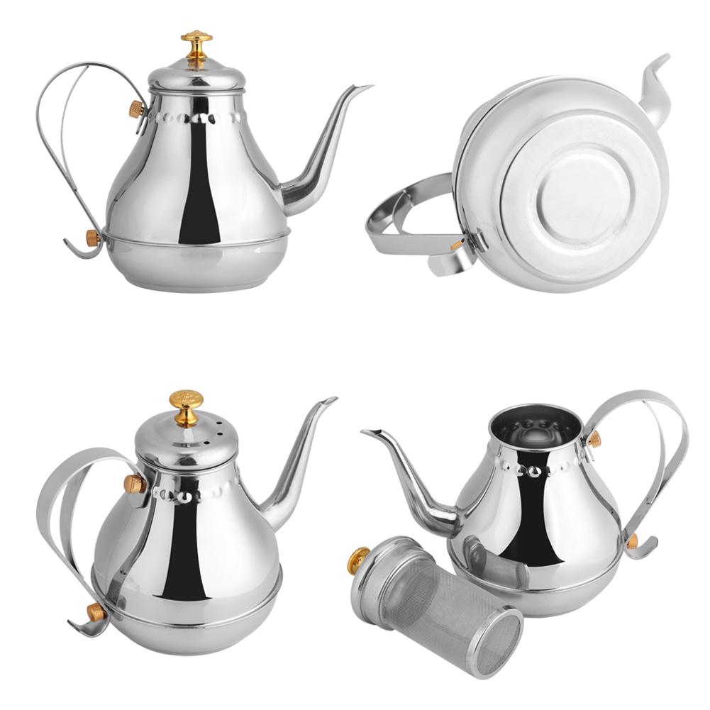 Stainless Steel Gooseneck Pour Over Coffee Drip Kettle, 1.2L Coffee Pot Tea Filter Pot Filter Ergonomic Handle Comfortable Grip for Hotels Restaurants