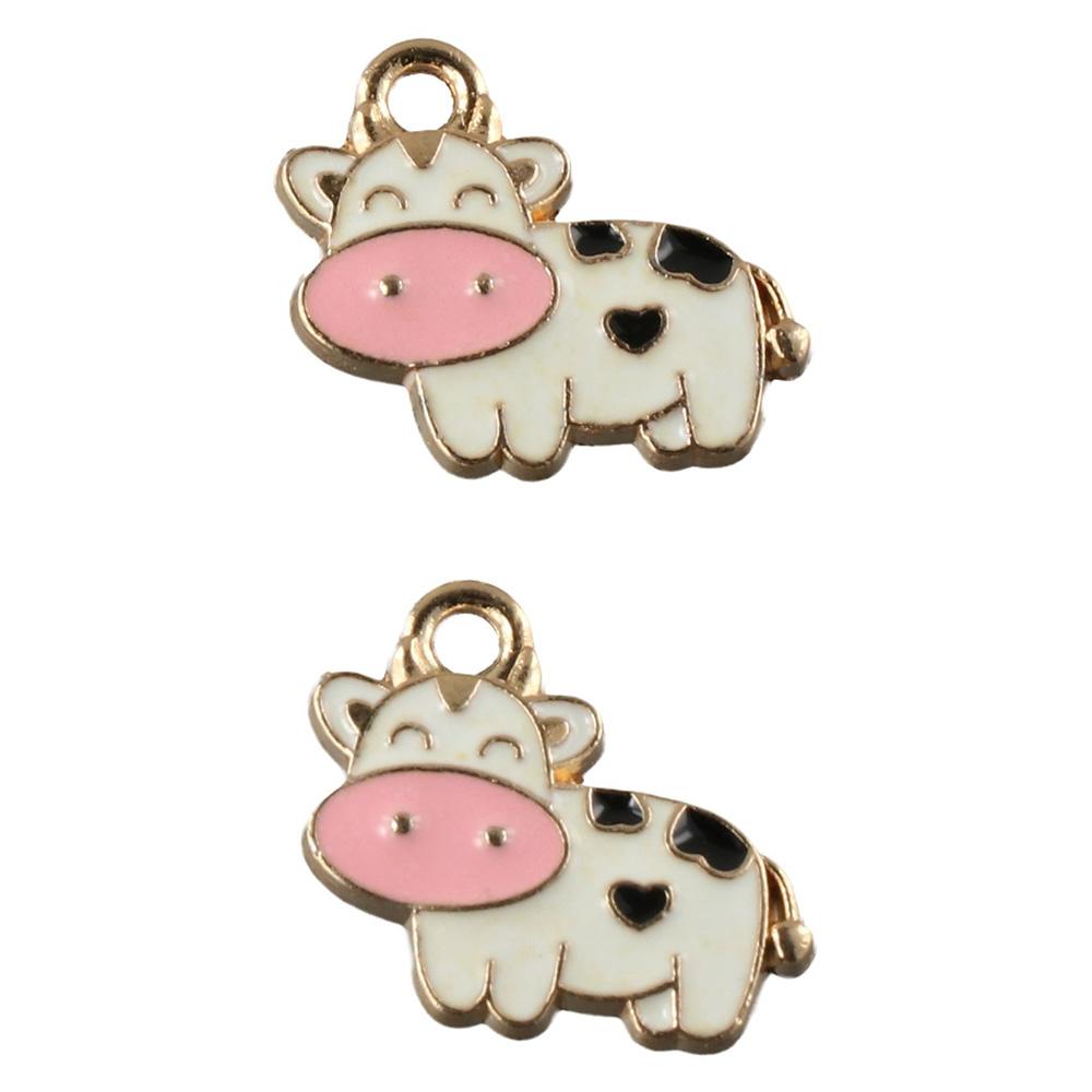 60 Pezzi 60 Pezzi Animali Lega Smalto Ciondoli Fai da Te Mucca Charms Orecchino