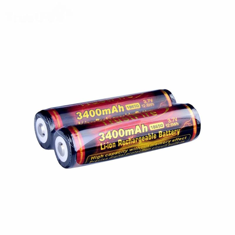 2 Pack Button Top 3.7V 3400mAh 18650 Li-ion Rechargeable Battery for Flashlight