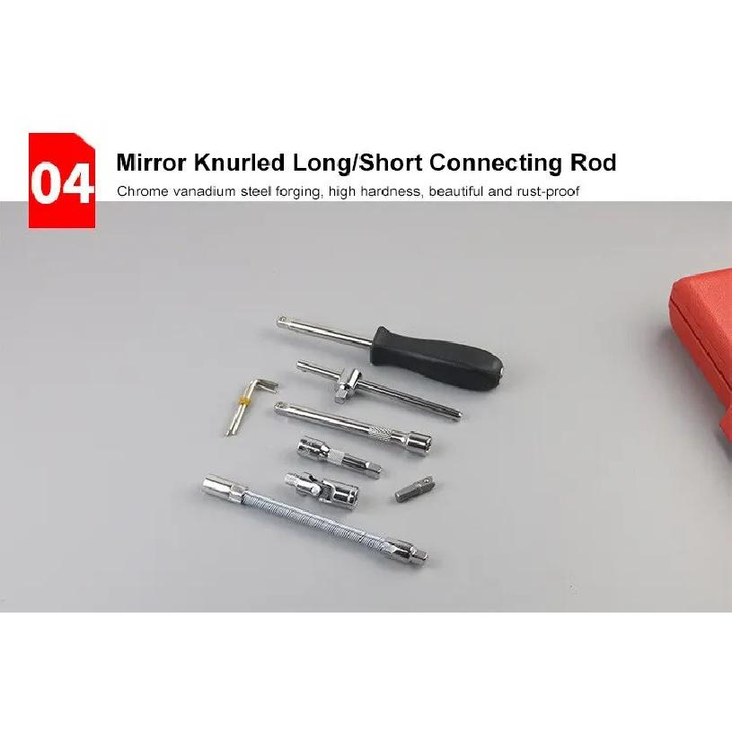 46Pcs Car Repair Tool Kit 1/4 Inch Socket Set Ratchet Torque Wrench Multifunctional Mechanical Auto Maintenance Combo