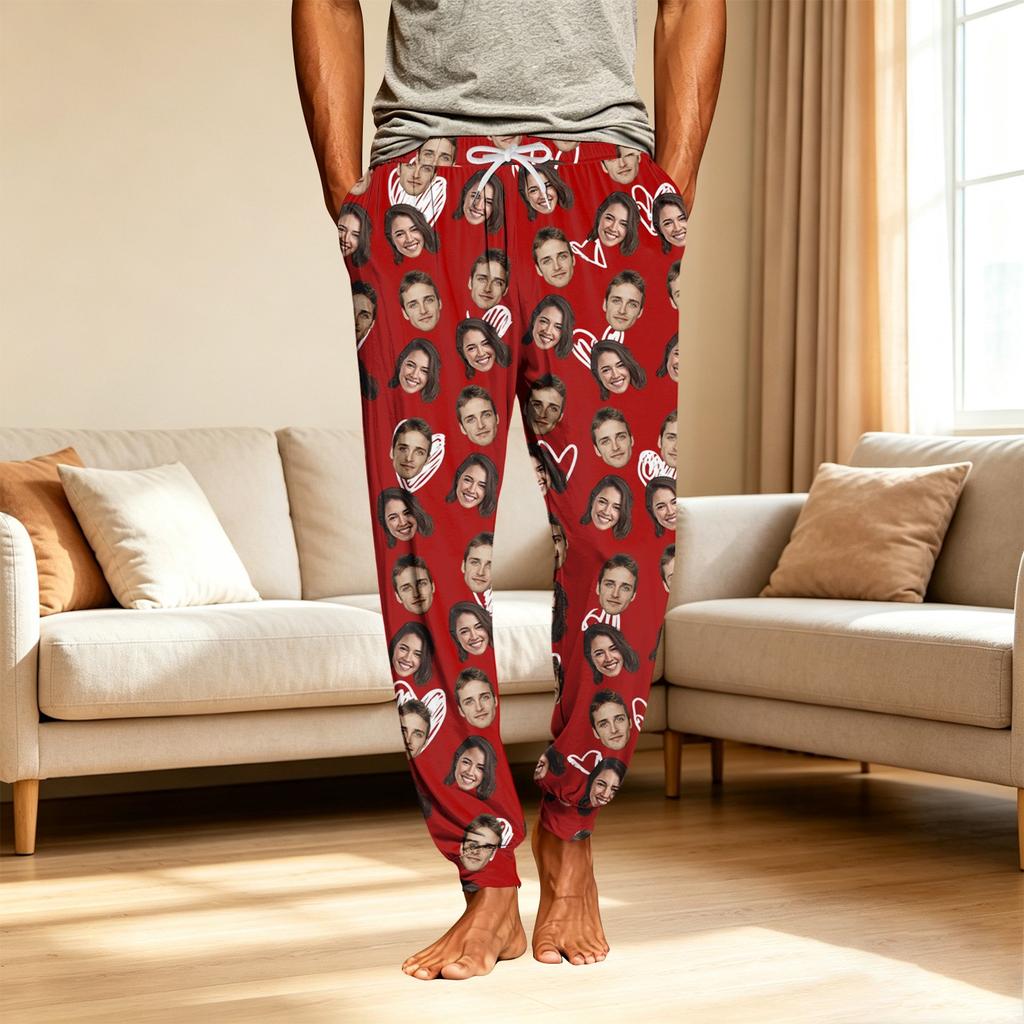 Men's Pajama Pants with Pockets, Valentine's Day Gift