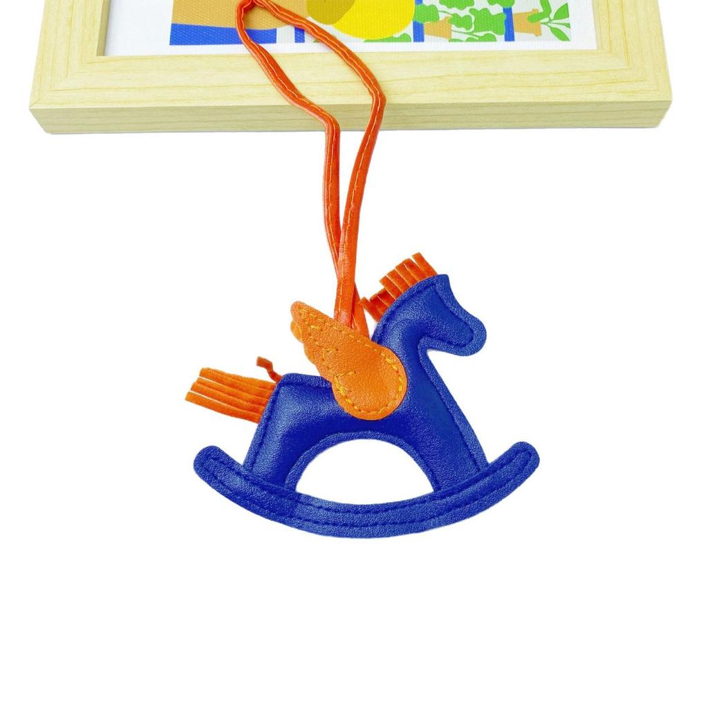 Colorful PU Leather Rocking Horse Keychain - Cute Bag Pendant Gift