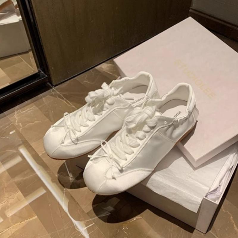 Fashion Women's German Training Shoes 2025 Summer Pearl Mesh Breathable Forrest Gump Shoes Soft Sole Silver and White