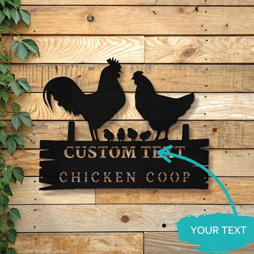 Precision Crafted Custom Metal Sign Farmhouse Rustic Decor Home Garden Rooster Hen Silhouette Personalized