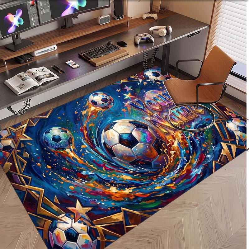 American Football Theme Soft Crystal Velvet Rug Custom Name & Text Print Non Slip Floor Rug for Bedroom Living Room